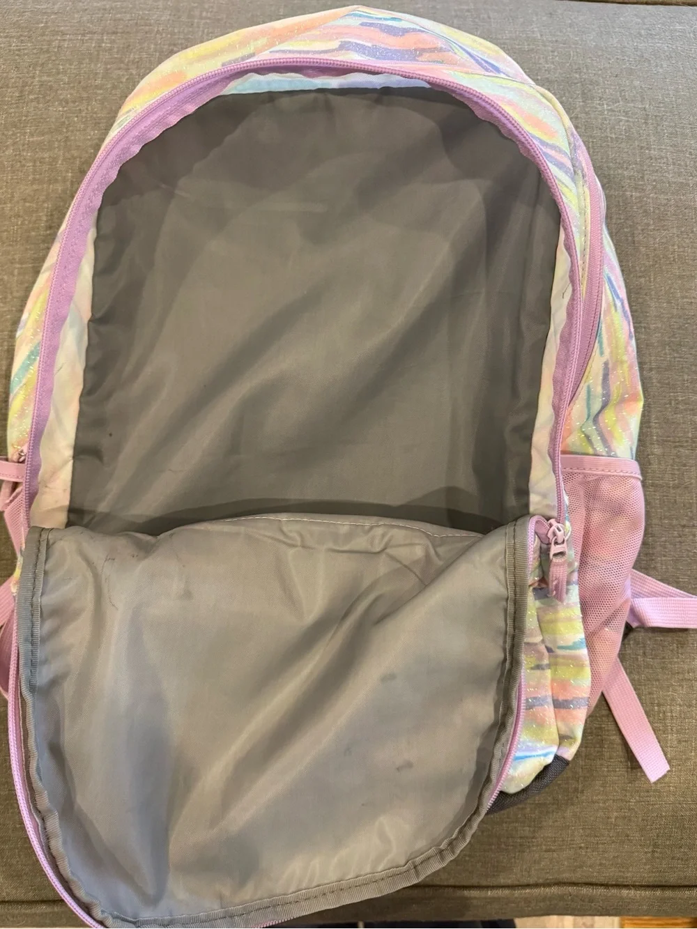 Lands' End Pastel Stripe Kids Backpack & Lunch Bag - Pink, Blue, Yellow, Green